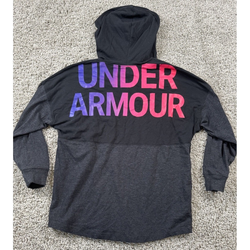 Under Armour Heat Gear Lightweight Pullover Hoodie Neon Spellout Youth Small